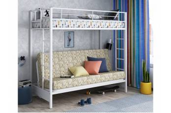 Двухъярусная кровать с диваном Мадлен белый пифагор
