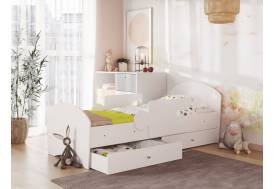 Кровать Мозаика с бортиками и ящиком белый