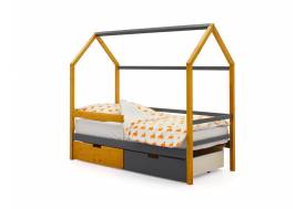 Кровать-домик Svogen с ящиками и бортиком дерево-графит