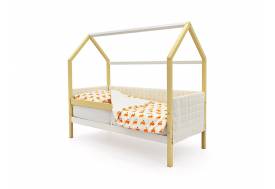 Кровать-домик мягкий Svogen с бортиком бежево-белый