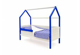 Кровать-домик мягкий Svogen с бортиком сине-белый