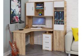 Компьютерный стол КЛ-1.3 с пеналом Дуб баррик / белый жемчуг