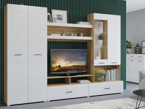 Гостиная Ненси 1 Крафт золотой, Белый глянец