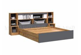 Кровать с надстройкой с тумбами Бася Миф Графит