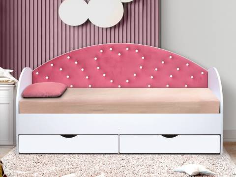 Кровать с продольной мягкой спинкой Сердце №1 800х1600 мм белая