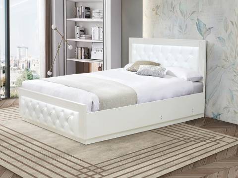 Кровать Венеция 13.2 1600 с ортопедическим основанием кожзам белый