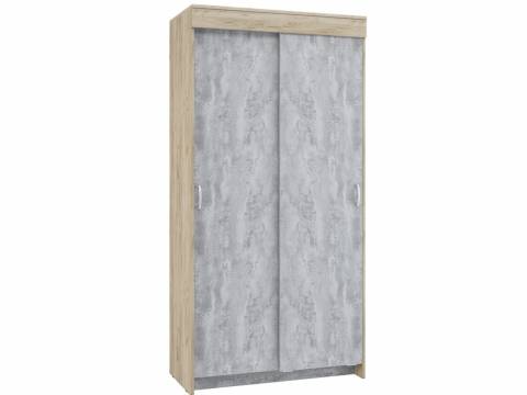 Шкаф-купе двухстворчатый Бассо дуб крафт серый/бетонный камень