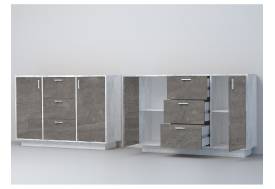 Комод Эго К-2 бетон светлый/камень темный на цоколе