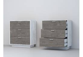Комод Эго К-3 3 ящика бетон светлый/камень темный на цоколе