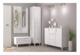 Прихожая Эго бетон светлый/белый глянец