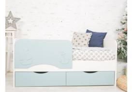 Кровать Кораблик белый/голубой софт