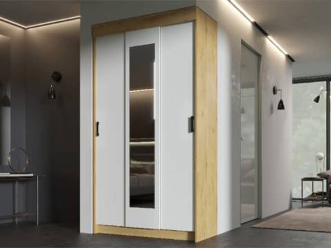 Шкаф купе Эко вотан/белый гладкий