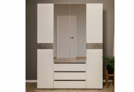 Шкаф четырехдверный 1600 Лотос с зеркалом Бетон серый