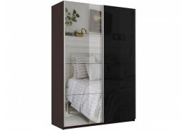 Шкаф-купе Прайм 2-х дверный 1200 Зеркало/Стекло Черное Венге