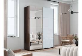Шкаф-купе Прайм 2-х дверный 1200 Зеркало/Стекло Белое Венге
