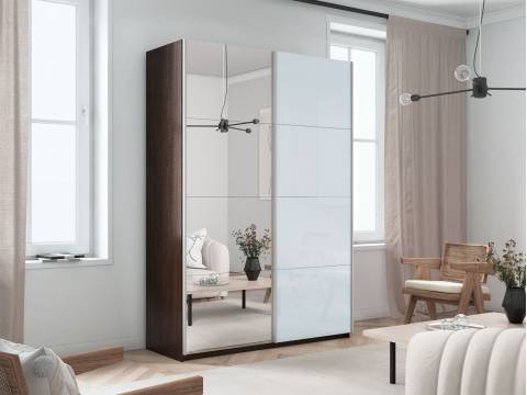 Шкаф-купе Прайм 2-х дверный 1200 Зеркало/Стекло Белое Венге