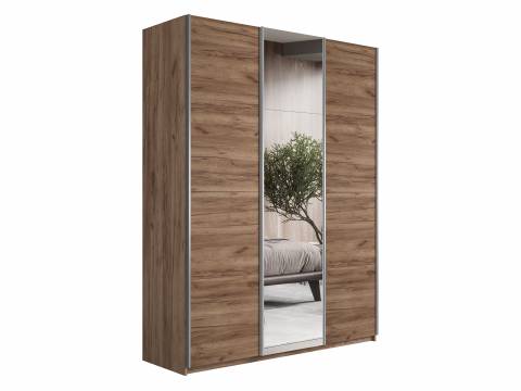 Шкаф-купе Прайм 3-х дверный 2100 ДСП/зеркало/ДСП Крафт табачный