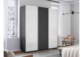 Шкаф-купе Прайм 3-х дверный 1800 два Стекла Белые/ДСП Серый Диамант