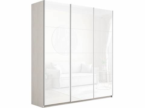 Шкаф-купе Прайм 3-х дверный 1800 три стекла белые Ясень Анкор Светлый