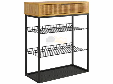 Обувница Вельвет дуб крафт золотой/акация светлая