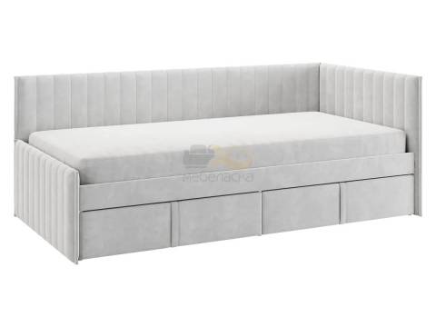 Кровать-тахта с ящиками Твикс цвет велюра галька