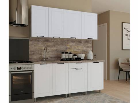 Кухня Ривьера 1800 МДФ Карбон фарфор без столешницы