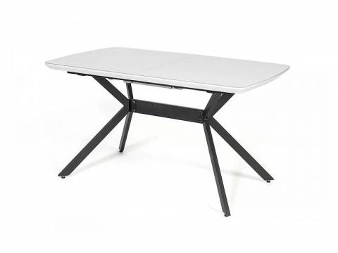 Стол раздвижной Олимп 1600 мм стекло белое/черный муар