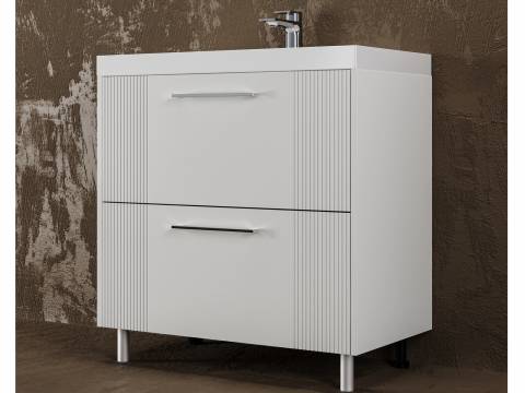 Тумба Альба 80 напольная 2 ящика Комфорт 80 суфле