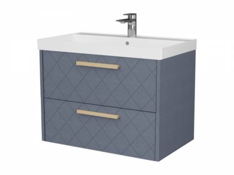 Тумба Кристалл 70 подвесная 2 ящика ручка дуб, раковина Слим 70 шато азур