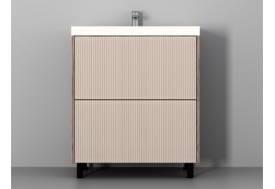 Тумба Рица 80 напольная 2 ящика раковина Слим 80 cерый/керамика