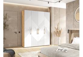 Шкаф 4-х створчатый (1800) Ирис Браш Вайт, Дуб Крафт