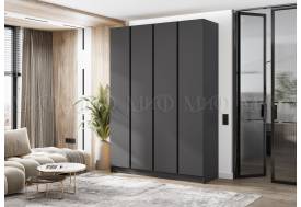 Шкаф четырехстворчатый Келвин (1600) Графит-вставка черная