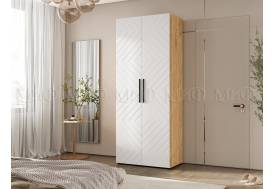 Шкаф двухстворчатый (900) Флэш Браш Вайт, Дуб Крафт