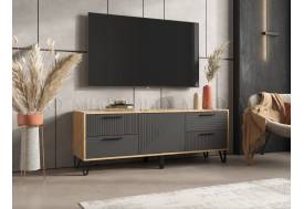 Тумба ТВ (1500) Флэш Браш Графит, Дуб Крафт