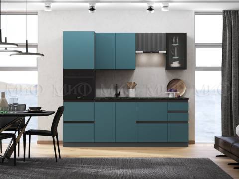 Кухня Техно-6 2400 мм Графит/Атлантик софт