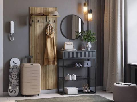 Прихожая Мебельсон К1 дуб крафт золотой/графит