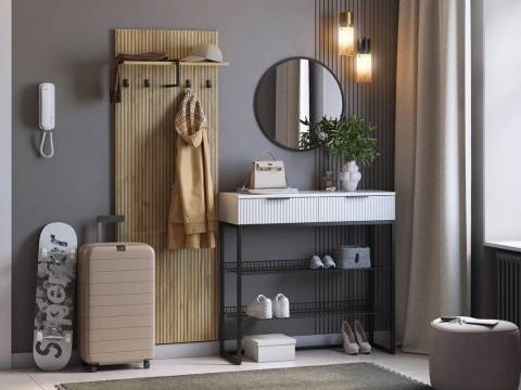 Прихожая Мебельсон К2 дуб крафт золотой/белое дерево