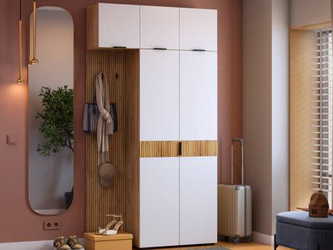 Прихожая Мебельсон К10 дуб крафт золотой/белое дерево