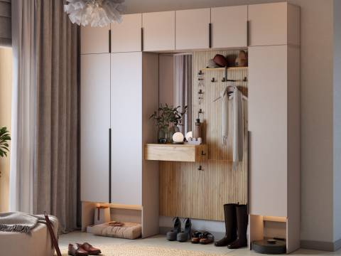 Прихожая Мебельсон К11 дуб крафт золотой/кашемир