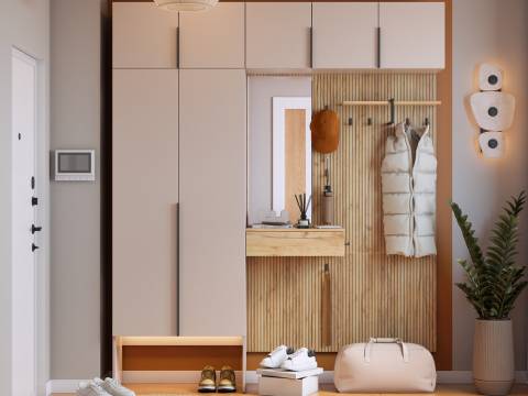 Прихожая Мебельсон К13 дуб крафт золотой/кашемир