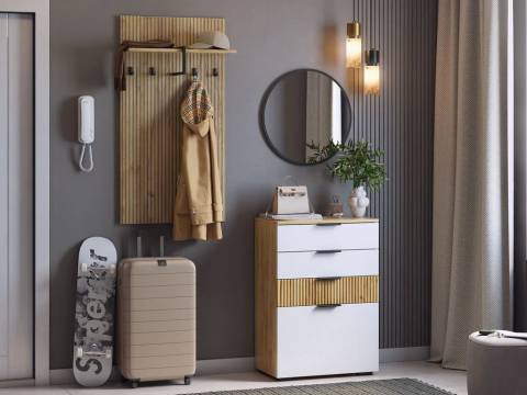 Прихожая Мебельсон К17 дуб крафт золотой/белое дерево