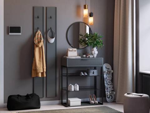 Прихожая Мебельсон К19 графит/черный муар