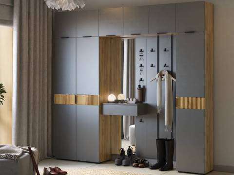 Прихожая Мебельсон К33 дуб крафт золотой/графит