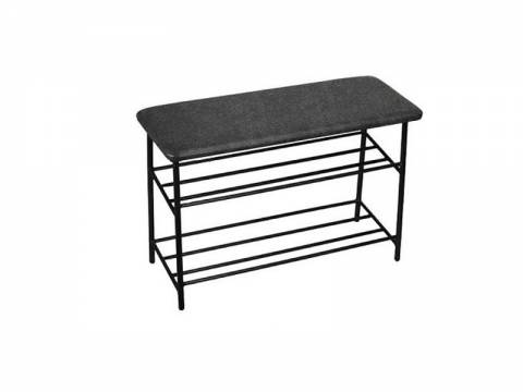 Банкетка большая (обувница) кожзам асфальт, ножки черные