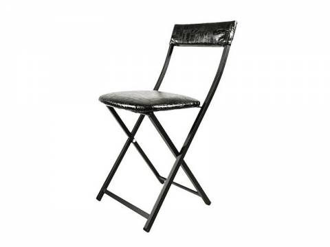 Складной стул Эмин кожзам крокодил черный-металл черный муар