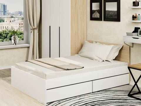 Кровать Монблан с ящиками 120х200 см Белый Шагрень