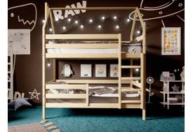 Двухъярусная кровать-домик без покраски 80х190 см