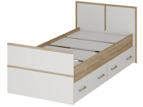 Кровать Сакура 0.9 LIGHT с проложками Дуб сонома-Белый