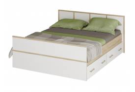 Кровать Сакура 1400 LIGHT с проложками Дуб сонома-Белый