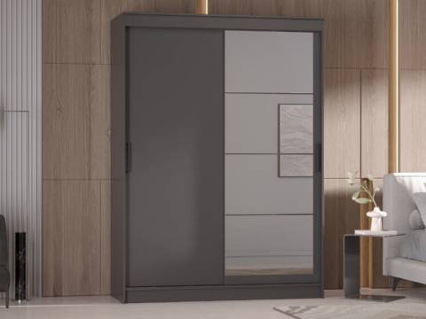 Шкаф-купе Гранд-1 1600 Графит-двери Зеркало-ЛДСП